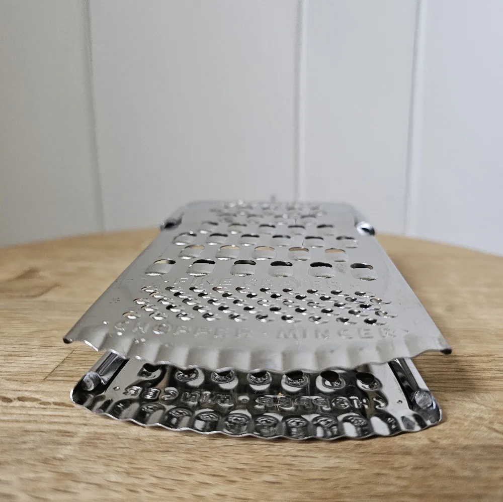 Vintage Stainless Steel Grater Vegetable Slicer Chopper Mincer Shredder Tool